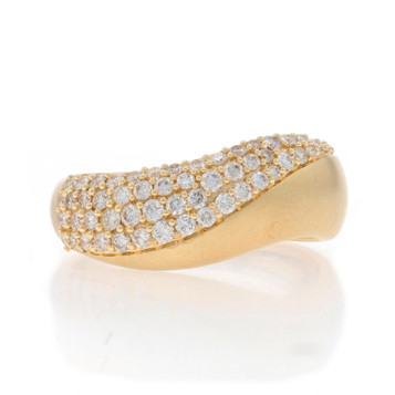 Yellow Gold Diamond Wavy Band - 14k Round Brilliant .50ctw Asymmetrical Ring