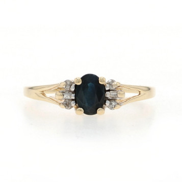 Yellow Gold Sapphire Diamond Ring - 10k Oval .53ctw