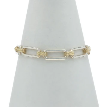 Lagos Signature Caviar Two-Tone Link Bracelet 7" - Sterling 925 Yellow Gold 18k
