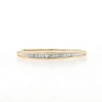 Yellow Gold Diamond Wedding Band - 10k Baguette Ring