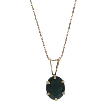 Yellow Gold Blue Sapphire Solitaire Pendant Necklace 21 1/4" - 10k Oval 1.63ct