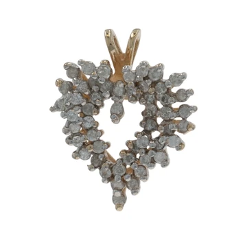 Yellow Gold Diamond Heart Pendant - 10k Round Brilliant .50ctw Love