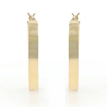 Yellow Gold Flat Round Hoop Earrings - 18k Pierced