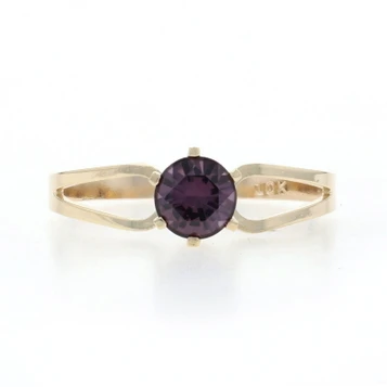 Yellow Gold Lab-Created Spinel Solitaire Ring - 10k Round .60ct