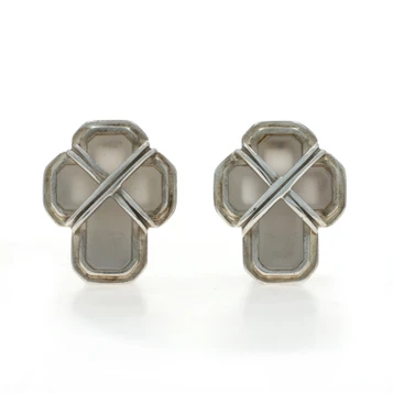 Slane & Slane Rock Crystal Cross Stud Earrings - Sterling Silver 925 Pierced