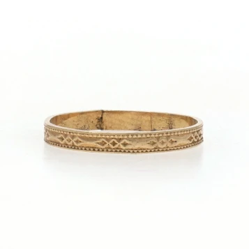 Yellow Gold Art Deco Link Ring - 10k Midi Vintage Child's Band Size 1