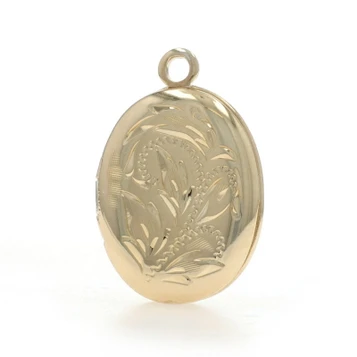 Yellow Gold Botanical Pendant - 14k Fern Two Frames