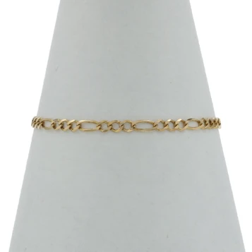 Yellow Gold Diamond Cut Figaro Chain Bracelet 5 1/2" - 14k