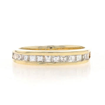 Yellow Gold Diamond Wedding Band - 14k Carre .79ctw Ring