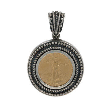 Sterling Silver 1999 American Eagle $5 Coin Pendant - 925 Fine Gold 1/10 oz