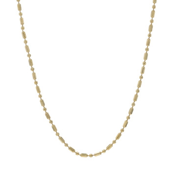 Yellow Gold Diamond Cut Bead Chain Necklace 16" - 14k