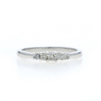 White Gold Diamond Wedding Band - 10k Round Brilliant .18ctw Five-Stone Ring