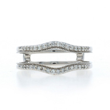 White Gold Diamond Enhancer Wedding Band - 14k Round .24ctw Wrap Jacket Ring