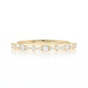 Yellow Gold Diamond Band - 14k Round Brilliant .22ctw Wedding Ring