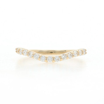 Yellow Gold Diamond Enhancer Wedding Band - 14k Round .28ctw Guard Ring