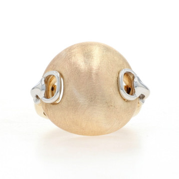Yellow Gold Brushed Dome Statement Ring - 14k Geometric