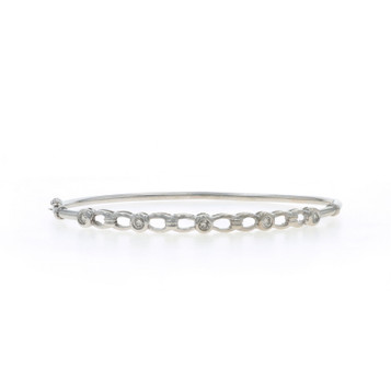 White Gold Diamond Bangle Bracelet 7" - 14k Round Brilliant .25ctw