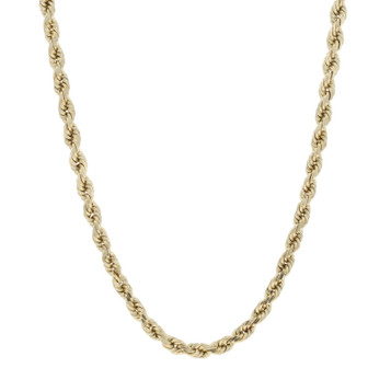 Yellow Gold Diamond Cut Rope Chain Necklace 20" - 10k