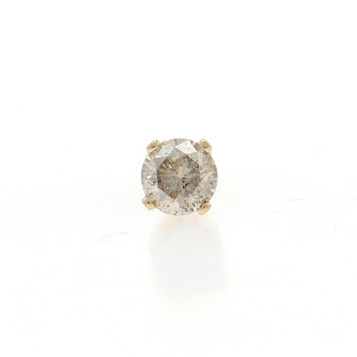 Yellow Gold Diamond SINGLE Stud Earring - 14k Round Brilliant .14ct One Pierced