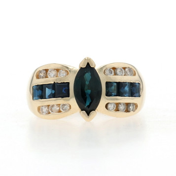 EFFY Sapphire Diamond Ring - Yellow Gold 14k Marquise 2.40ctw