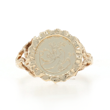 Yellow Gold Chinese 5 Yuan Coin Copy Ring - 10k Replica