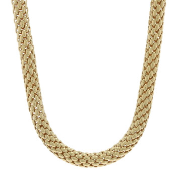 FOPE Love Nest Flexible Mesh Link Popcorn Necklace 16 3/4" - Yellow Gold 18k