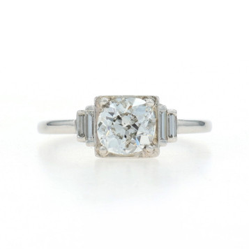 Platinum Diamond Art Deco Engagement Ring - 950 Old Mine 1.08ctw Vintage