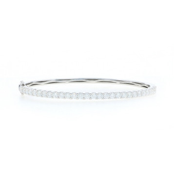 White Gold Diamond Bangle Bracelet 6 3/4" - 18k Round Brilliant 2.40ctw