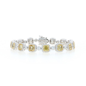 White Gold Diamond Tennis Bracelet 6 1/2" - 18k Cushion 10.74
