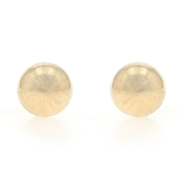 Yellow Gold Brushed Dome Stud Earrings - 14k Pierced