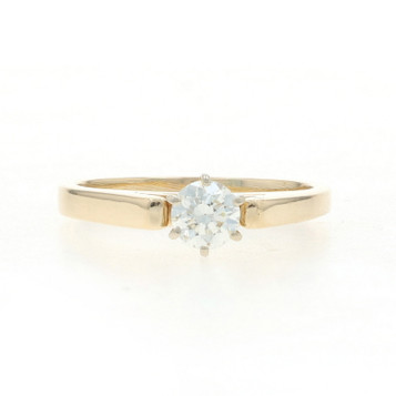 Yellow Gold Diamond Solitaire Engagement Ring - 14k Round Brilliant .42ct
