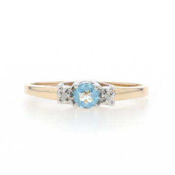 Yellow Gold Sky Blue Topaz Diamond Ring - 14k Round .32ctw