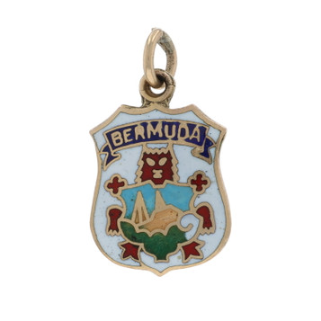 Yellow Gold Vintage Bermuda Coat of Arms Charm - 10k Travel Souvenir