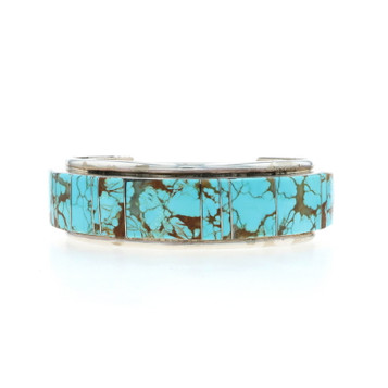 Alton Noriega Tohono Sterling Silver Turquoise Cuff Bracelet 6 1/2" - 925 Inlay
