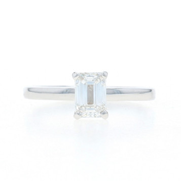 White Gold Diamond Solitaire Engagement Ring - 14k Emerald 1.01ct GIA