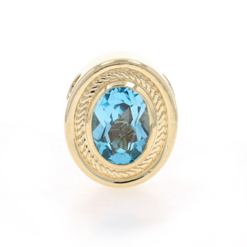 Yellow Gold London Blue Topaz Vintage slide charm Slide Charm - 14k Oval