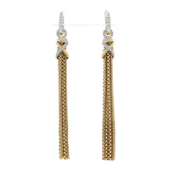 David Yurman Helena Tassle Diamond Earrings YellowGold 18k Rd.45ctw Convert Hoop