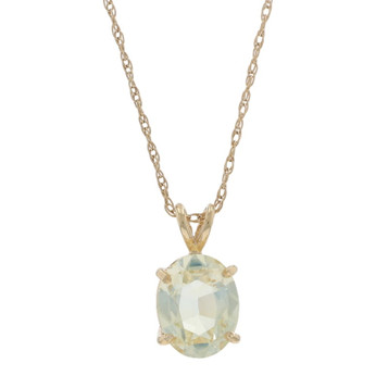 Yellow Gold Sapphire Solitaire Necklace 16" - 14k Oval 3.08ct