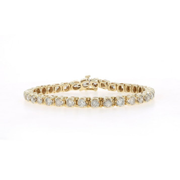 Yellow Gold Diamond Tennis Bracelet 7" - 14k Round Brilliant 6.12ctw