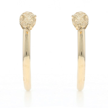 Yellow Gold Lattice Fan Half-Hoop Earrings - 14k Pierced