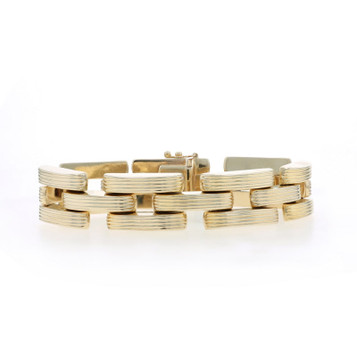 Yellow Gold Ribbed Link Bracelet 7 1/4" - 14k