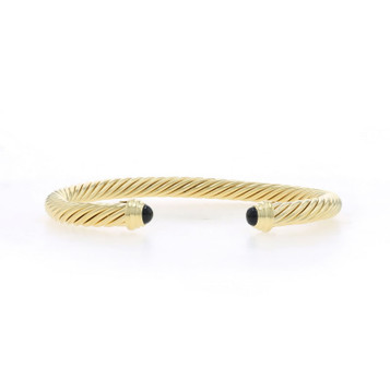 David Yurman 5mm Cable Cuff Tanzanite Bracelet 6 1/2" - Yellow Gold 18k Rd Cab