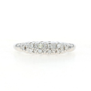 White Gold Diamond Vintage Wedding Band - 14k Single Cut .15ctw Ring