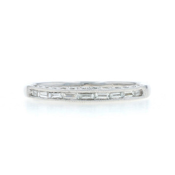 White Gold Diamond Wedding Band - 18k Baguette & Round .25ctw Ring