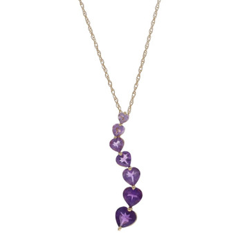 Yellow Gold Amethyst Graduated Journey Necklace 18" - 14k Heart 1.70ctw Love