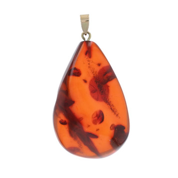 Yellow Gold Amber Solitaire Pendant - 14k Freeform