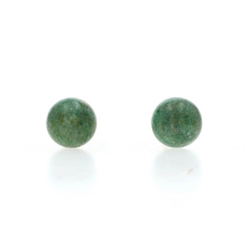 Yellow Gold Green Turquoise Stud Earrings - 14k Beads Pierced