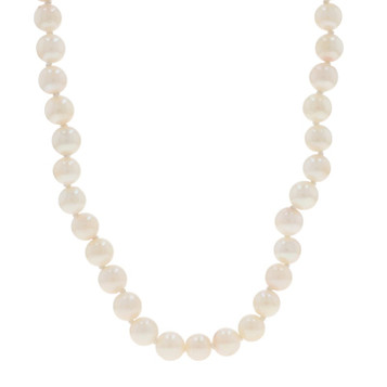Yellow Gold Pearl Knotted Strand Necklace 29" - 14k