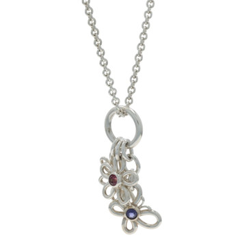 Tiffany & Co. Flower Butterfly Bee Rhodolite Peridot Charm Necklace 19" 925
