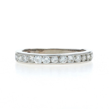 White Gold Diamond Vintage Wedding Band - 14k Round .80ctw Channel Set Ring